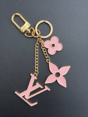 Louis Vuitton Pink Fleur de Monogram Keychain / Bag Charm GOLD/PINK